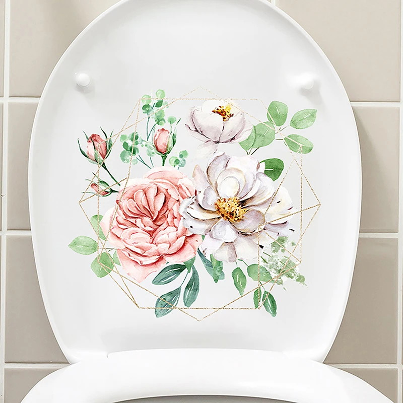 Butterfly Flower Toilet Seat Stickers Self-Adhesive Toilet Lid Decals Diy Removable Stickers For Bathroom Home Decor Ornaments