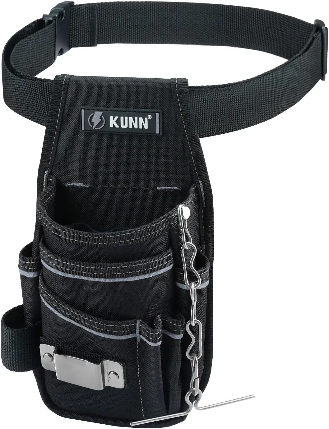 Compact Heavy-Duty Electrician Tool Pouch with Belt Clip - 7-Pocket Multi-Tool Organizer