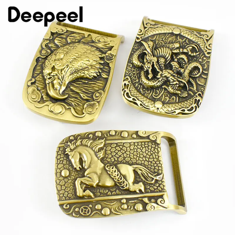 1Pc Deepeel 40mm Solid Brass Metal Belt Buckle Men's Women