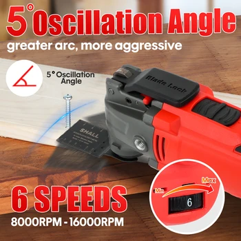 SHALL Multifunction Tool Oscillating Multi Tools Kit with 5 Oscillation Angle Variable Speed Woodworking Tool