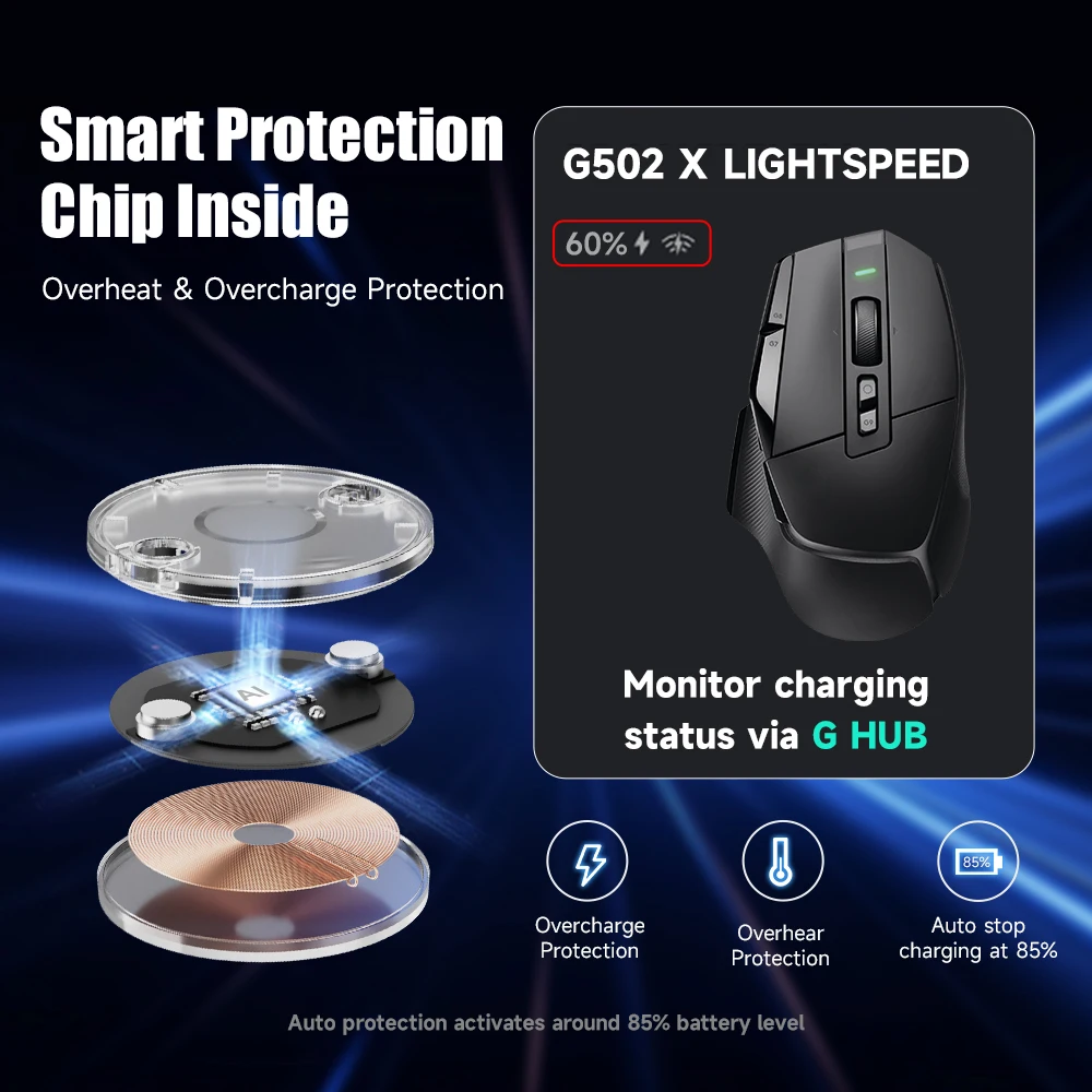 로지텍 G502 X G703 G903 GPW2 G Pro X Superlight 마우스용 Qi 무선 충전 모듈 코인 도어 교체 (Non Powerplay)