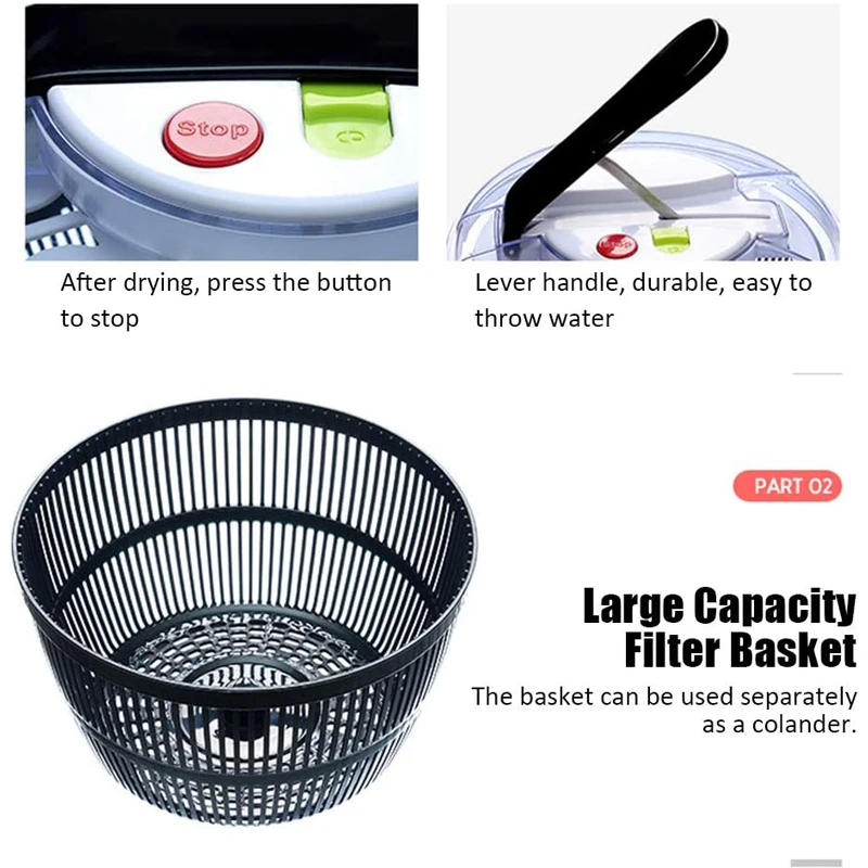 Vegetable Salad Spinner Washer Vegetable Spinner Basket Dryer Kitchen Drainer Fresh Filter Salad Dryer Kitchen Tools