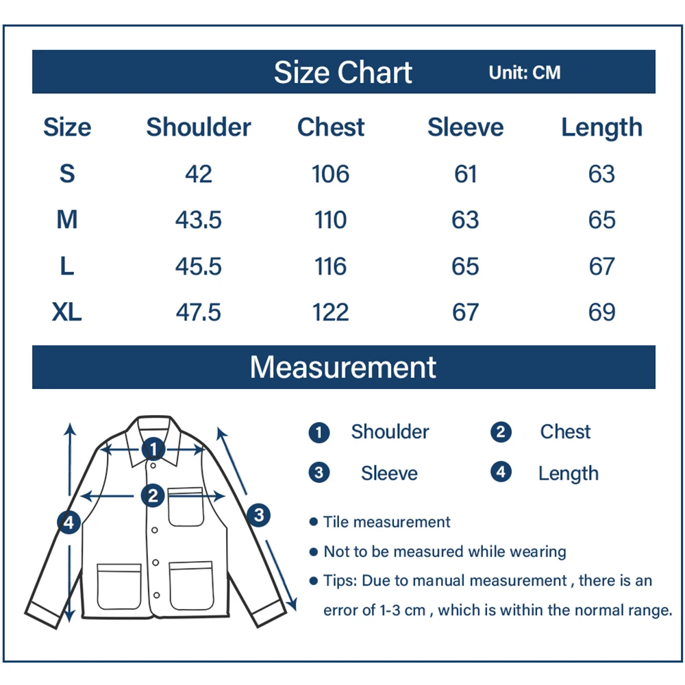 Vintage French Indigo Cargo Jacket Men Autumn Winter New Lapel Multi-pocket Blue Dyed Tooling Jacket Retro Casual Cardigan Coat 6