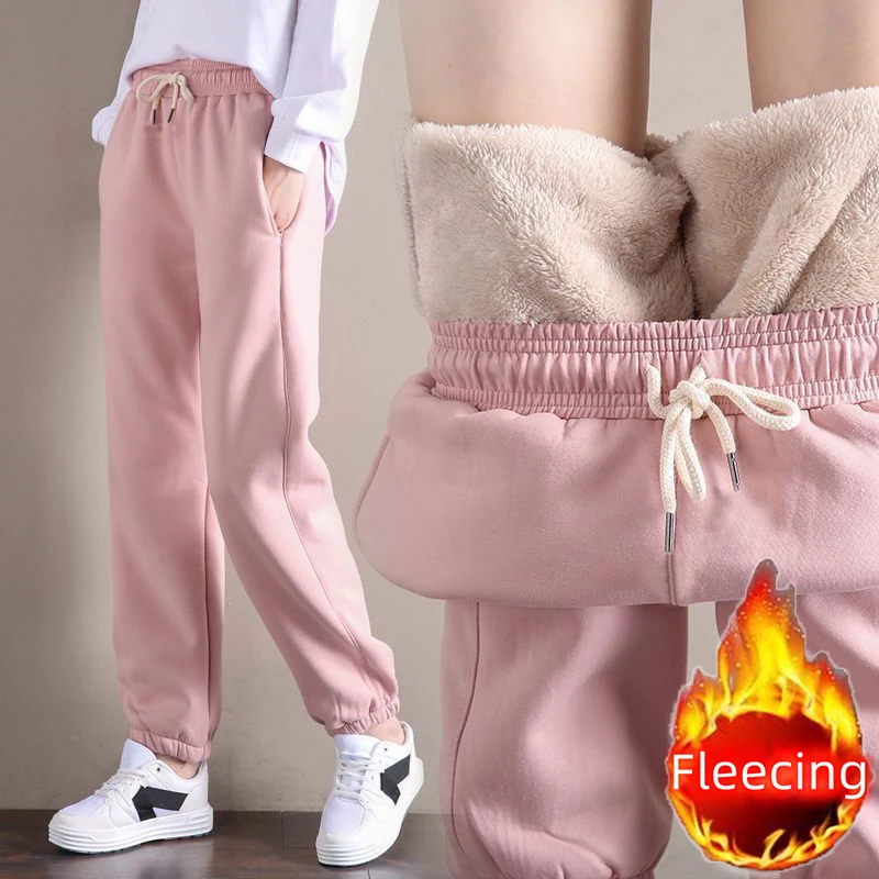 2024 New Women Clothing Warm Winter Thicken Trousers Casual Sport Fleece Legging Fashion Thick Pants Basic All Match Y2K Sweet 3