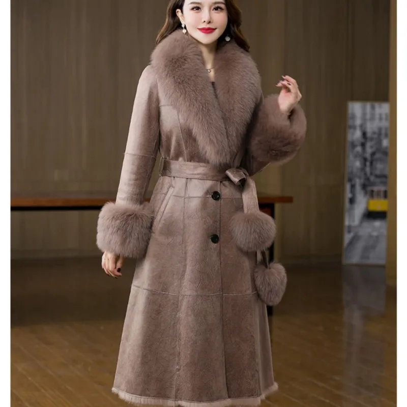 日光雾凇 仿水貂外套High collar fur mink coat