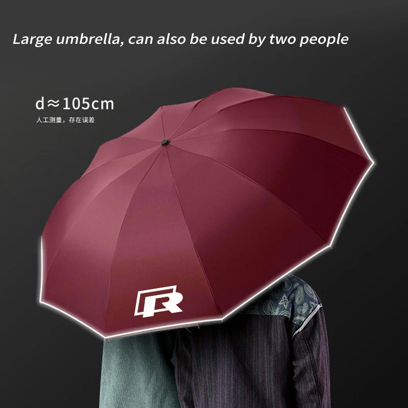 Car Led Light Automatic Folding Windproof Sunshade Umbrella for Volkswagen R Tiguan Arteon Polo Magotan Touareg GTI Golf Passat