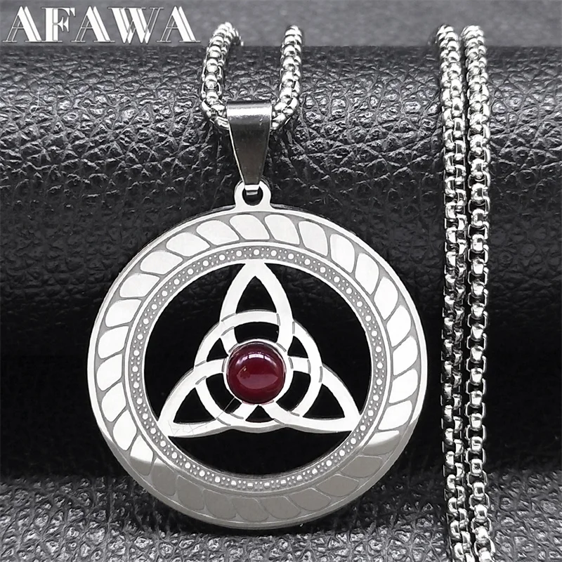 Celtic Trinity Knot Triquetra Necklace for Women Men Silver Color