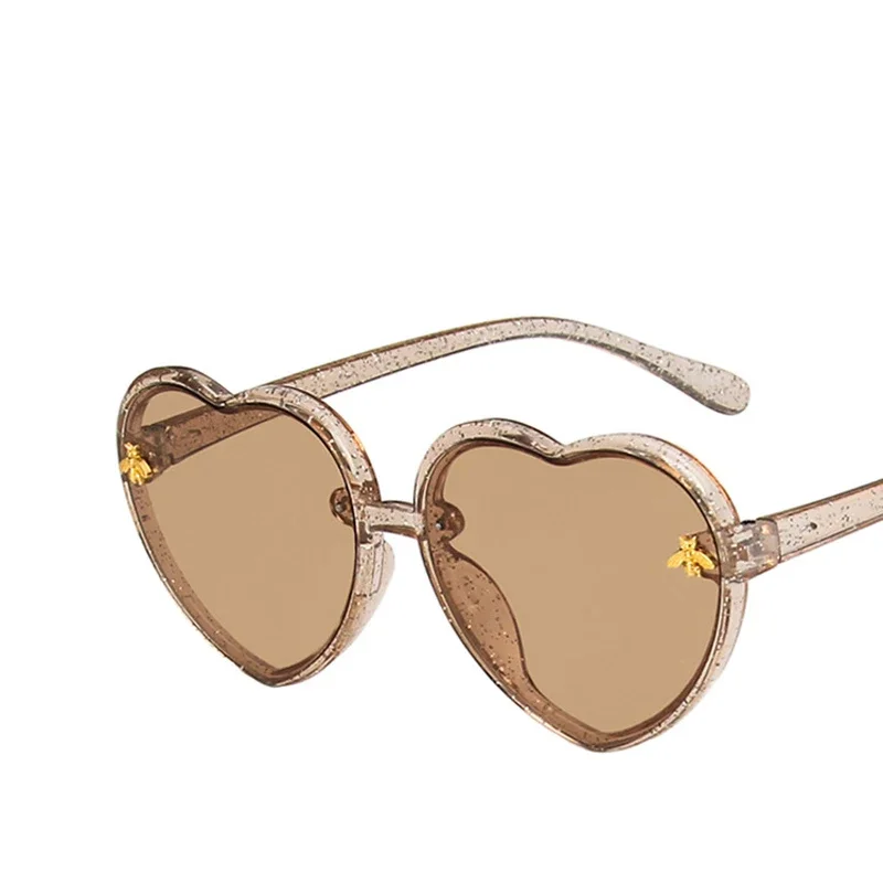Cute Cartoon Bee Sunglasses Children Love Heart Shaped Frame Gradient Sun Glasses Girls Fashion Drive Outdoor Eyewear UV400