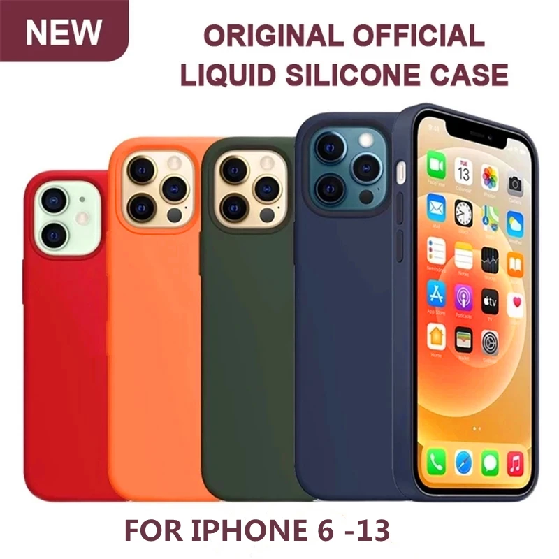 iphone se phone case Official Original Silicone Case For iPhone 13 12 Mini 11 Pro Max XS Max XR X 10 6 7 8 Plus New Brand Full Shockproof Phone Cover iphone se silicone case