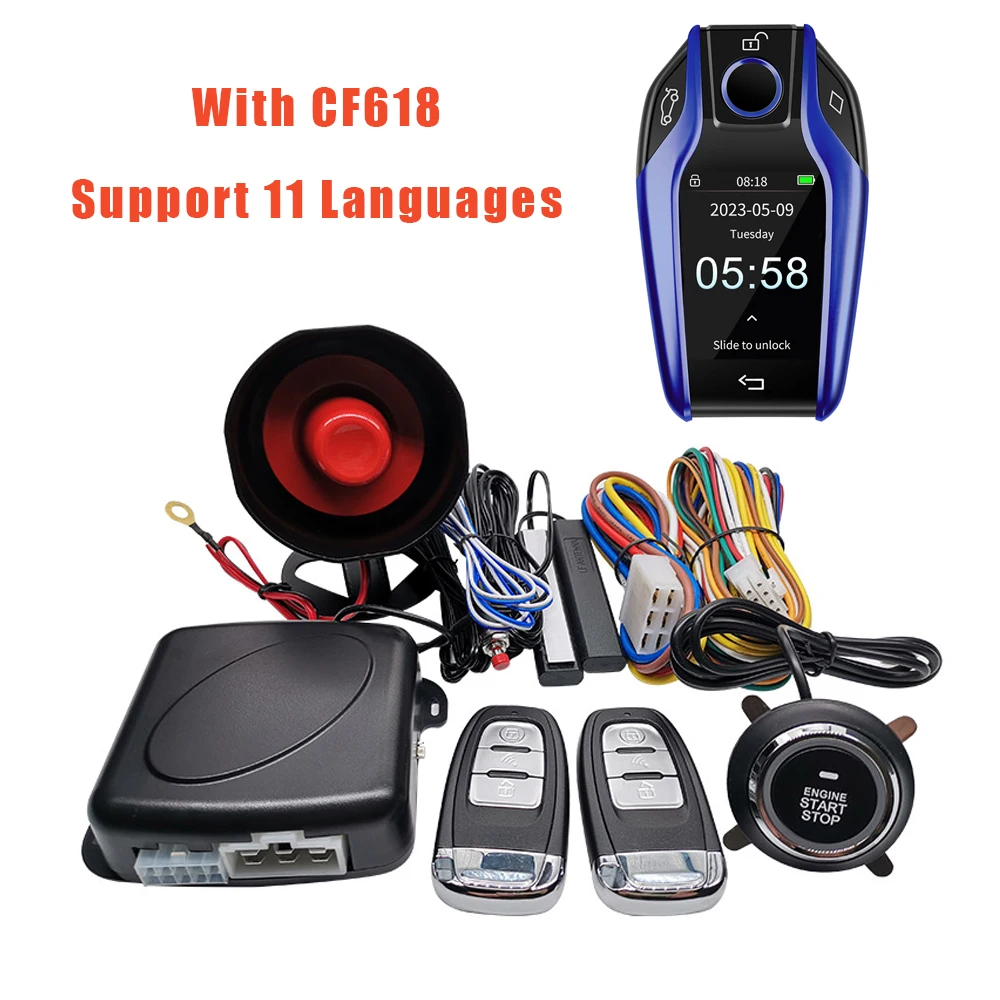 Universal Auto Start Stop Keyless Entry System with CF618 Universal Modified Boutique Smart Remote Key Push One-Button Start car door lock kit car remote starter car remote central kit car remote door lock kit