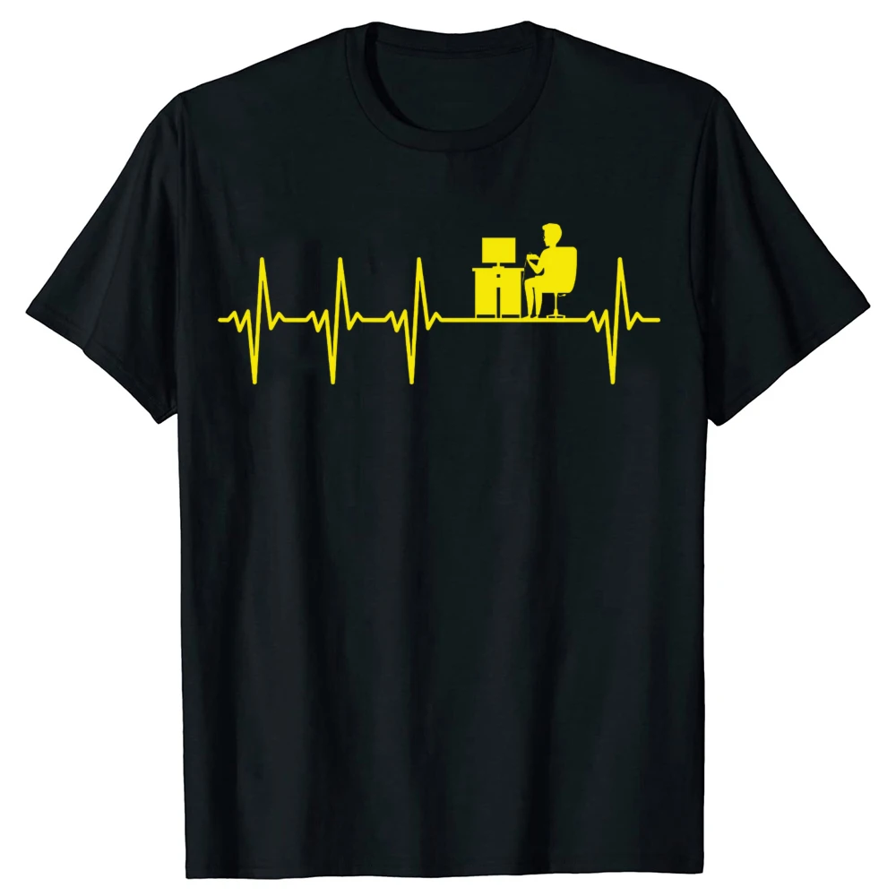 Gamer Heartbeat Geschenk Nerd Geek Glücksspiel Gaming T-Shirts Herren Baumwolle Humor T-Shirt Kurzarm Unisex Lockere Kleidung