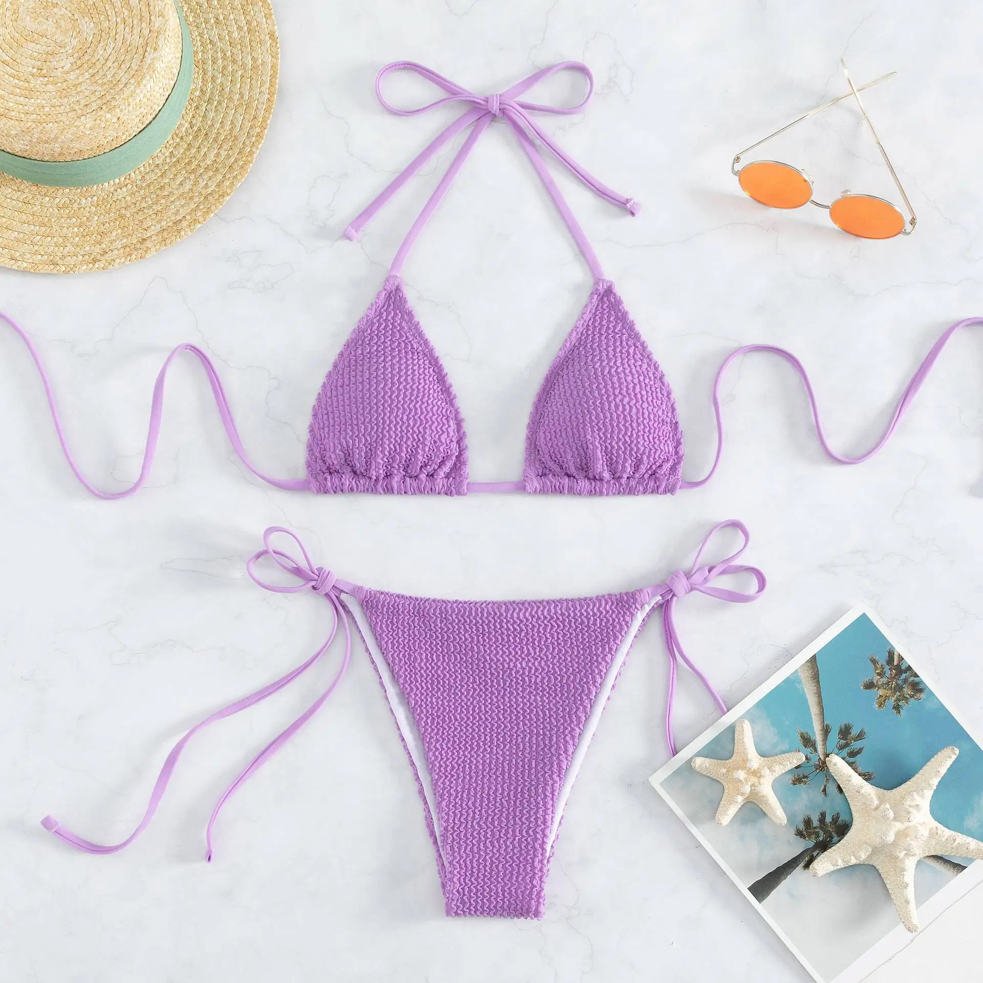 

Solid Brazilian Swimsuit Women Sexy Bikini Set Push-up Padded Bra Thong Two Pieces Swimwear Beachwear Bathing Female Suit