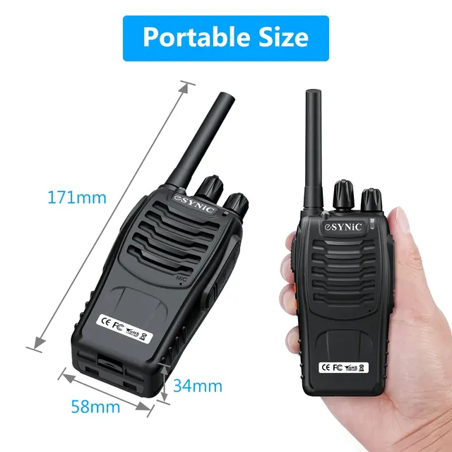 ESYNiC-Walkie Talkies recargables para exteriores, Radio de 2 vías, PMR446, sin licencia, linterna LED VOX, manejado, 16 canales - Image 4