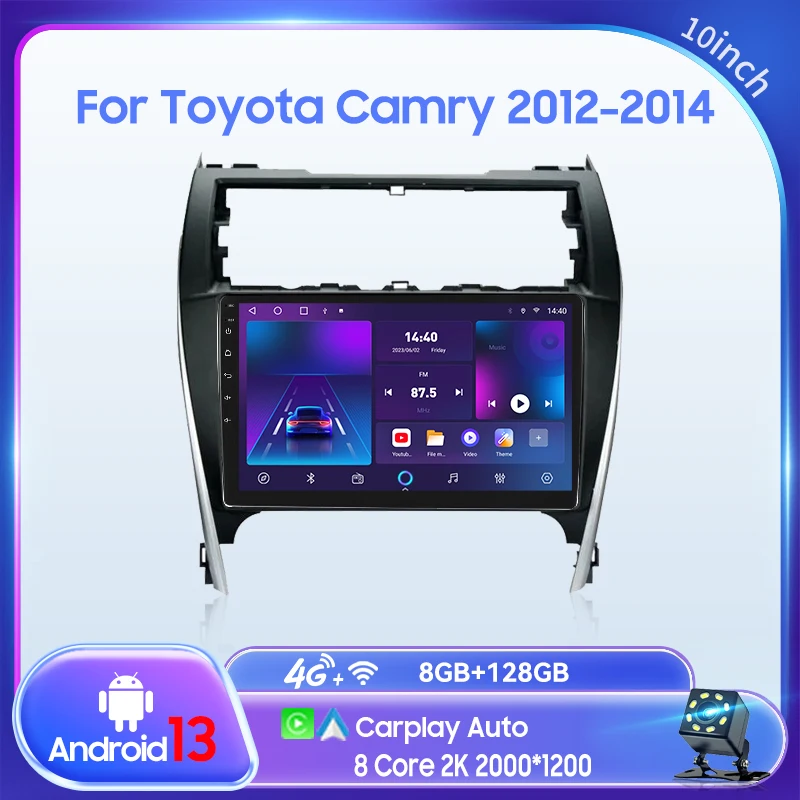 

Автомагнитола QSZN для Toyota Camry 2012-2014, 10 дюймов, 2 din, Android 13,0, мультимедийный видеоплеер, GPS-навигация, головное устройство 4G Carplay