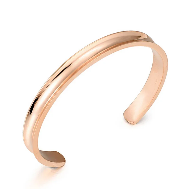 Stainless Steel Hair Band Bracelet C-Shaped Open Concave Arc Groove Rubber Band Titanium Steel Cuff Bangle