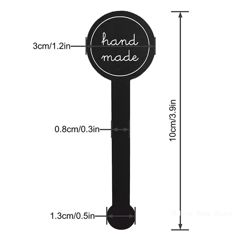 Black hand made long sealing sticker pudding bottle sticker baking box label sticker baking handicraft products 100pcs