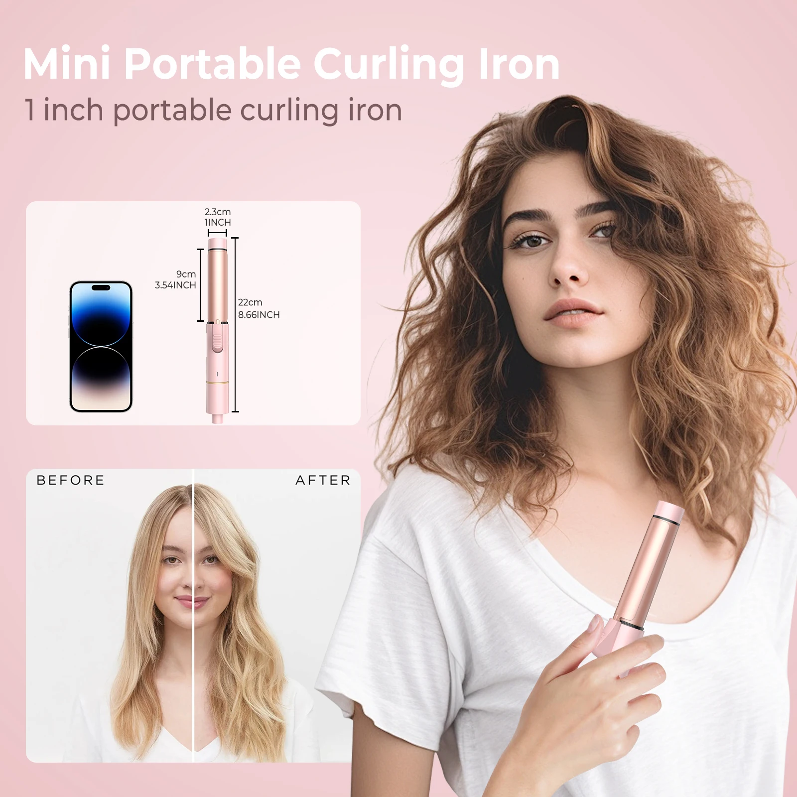 Ceramic Mini 1 inch Curling Iron For Short Hair Small Hair Curler Iron For Travel Dual Voltage Curling Wand