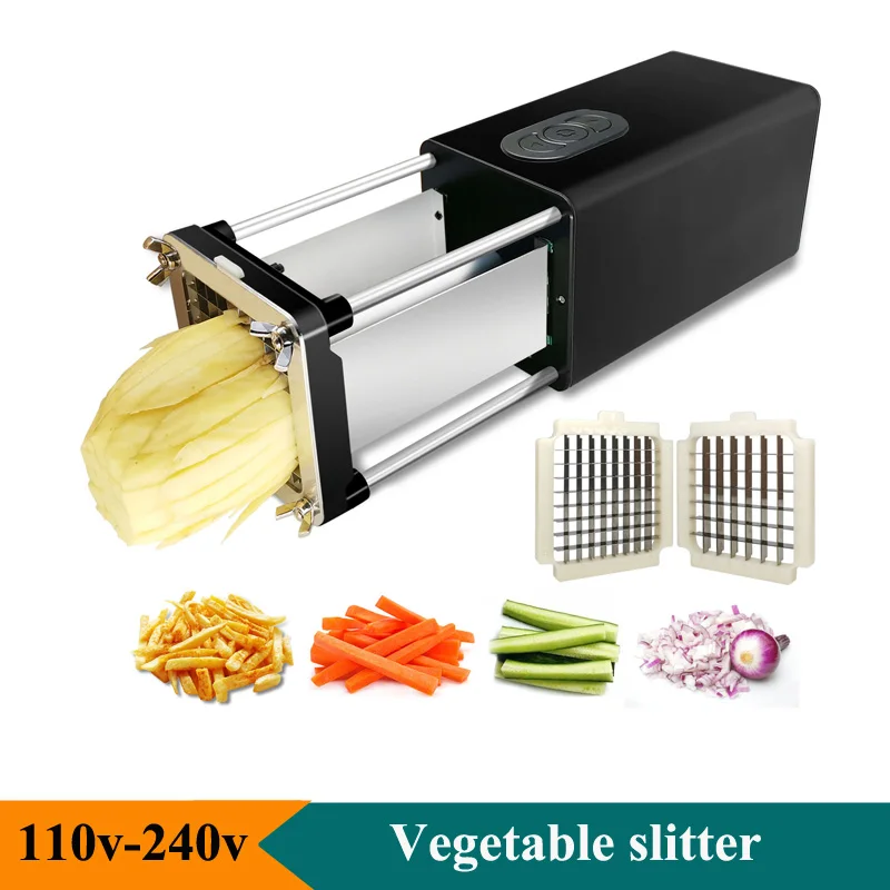Electric Vegetable Cutter Commercial Electric French Fries Cutter Stainless Steel Potato Chips Onion Cucumber Cutting Machine Electric Vegetable Cutter