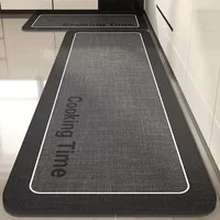 Kitchen Floor Mat Pvc Waterproof Leather Carpet Black Carpets Long Foot Mats Non-slip Oil-proof Modern Home Decoration Rug 주방 카펫 1