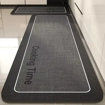 Tappetino da cucina Tappeto in pelle impermeabile in PVC Tappeti neri Tappetini lunghi Tappetini antiscivolo resistenti all'olio Tappeto moderno per la decorazione della casa  1