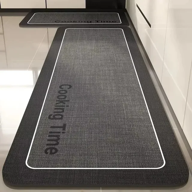 Tappetino da cucina Tappeto in pelle impermeabile in PVC Tappeti neri Tappetini lunghi Tappetini antiscivolo resistenti all'olio Tappeto moderno per la decorazione della casa  1