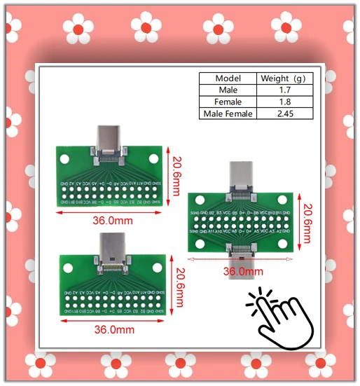 TZT 10/20/50 Stück MICRO USB zu DIP Adapter 5-poliger Buchsenanschluss Typ B PCB-Konverter Steckbrett 2,54 – Detail 1