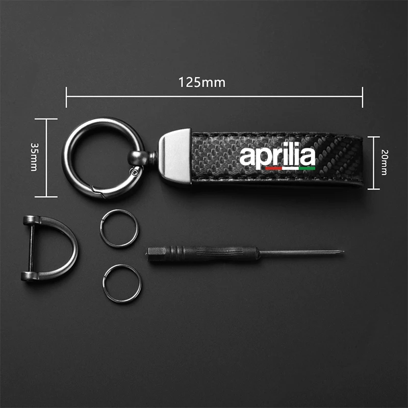 오토바이 탄소 섬유 가죽 키체인 말굽 버클 쥬얼리, Aprilia RSV4 RS660 Tuono 660 RSV1000/R Caponord 1200