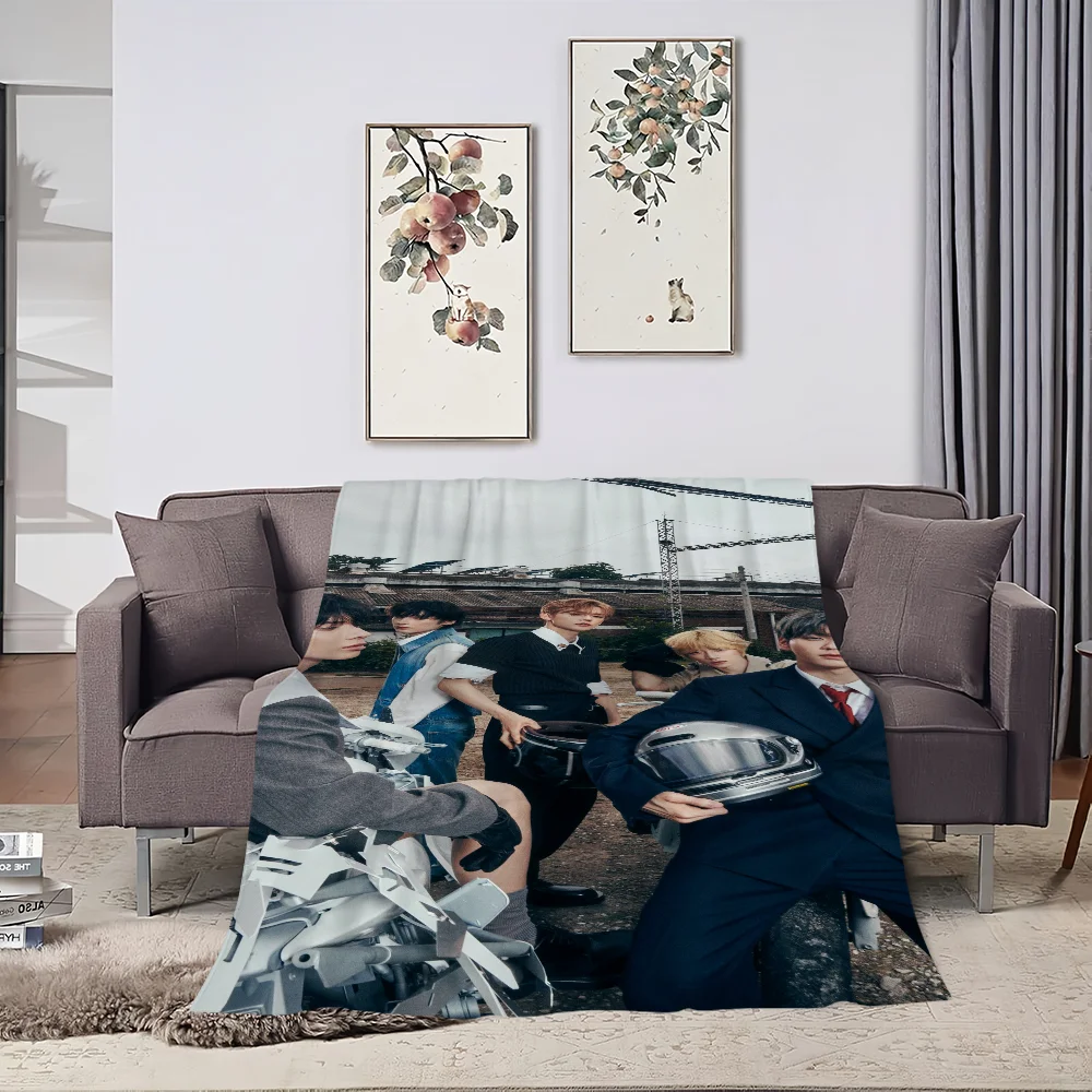 Hot Kpop T-TXT-S Boy Music Blanket Soft Plush Nap Sofa rug for Living Room Warm Blankets Bedroom Birthday Home Travel Kid Gifts 4