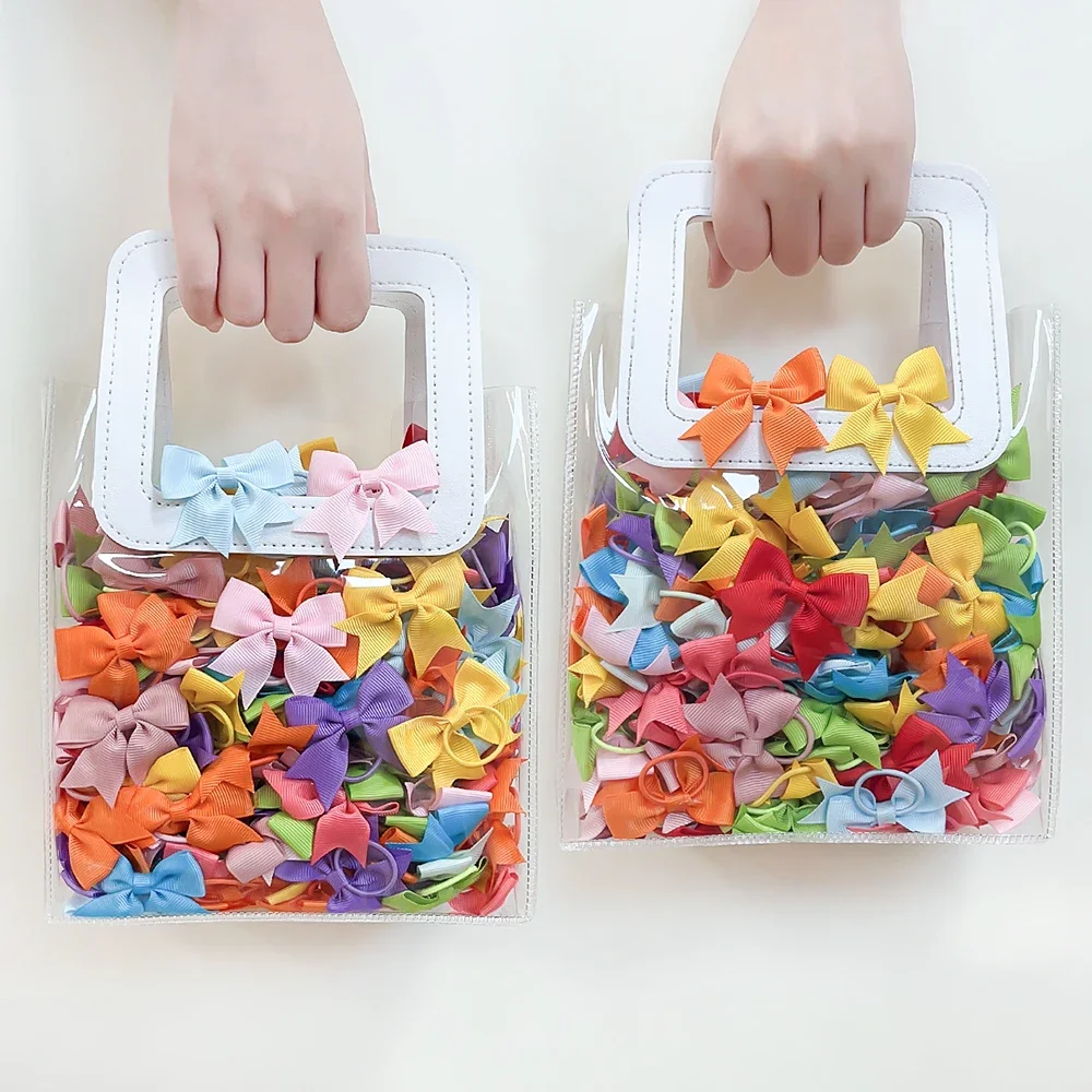 10/20Pcs/lot Mini Solid Bow Elastic Hair Bands Baby Girls Rubber Band Head Rope Ponytail Holder Hair Ties Babe Hair Accessories