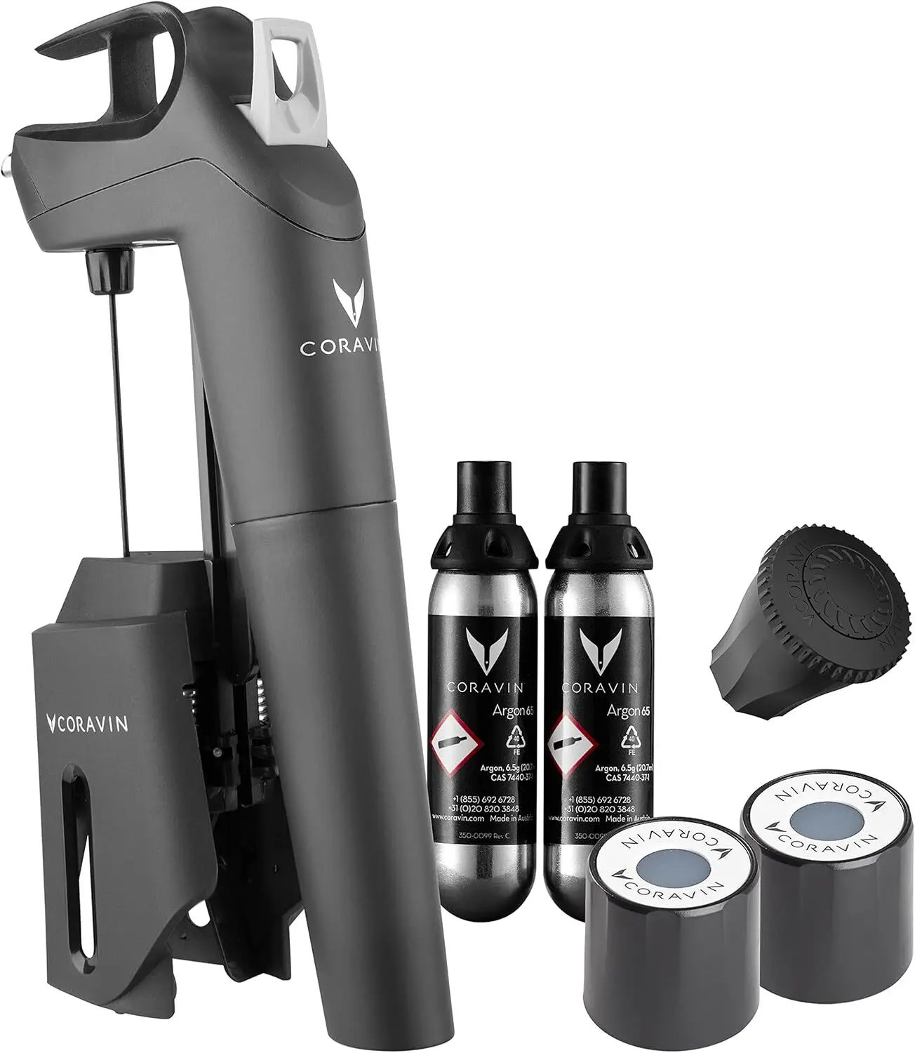 Timeless Three Plus Wine Preservation System-By-the-Glass Wine Saver-With 2 Pure Argon Gas Capsules & Aerator