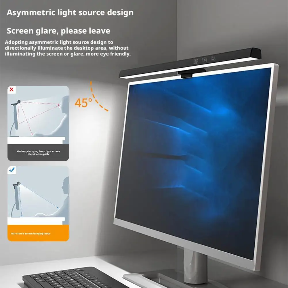 1Set Timing Dimming Low Blue Light Asymmetric Eye Protection Lamp LED Desk Lamp Computer Monitor Screen Hanging