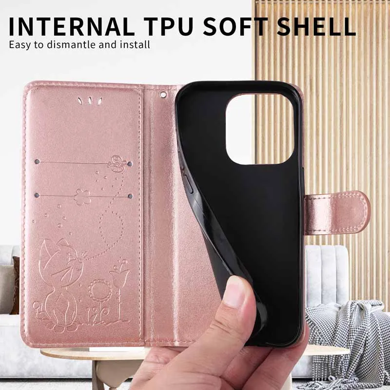 Leather Flip Wallet Phone Cover - Elegant Protective Case