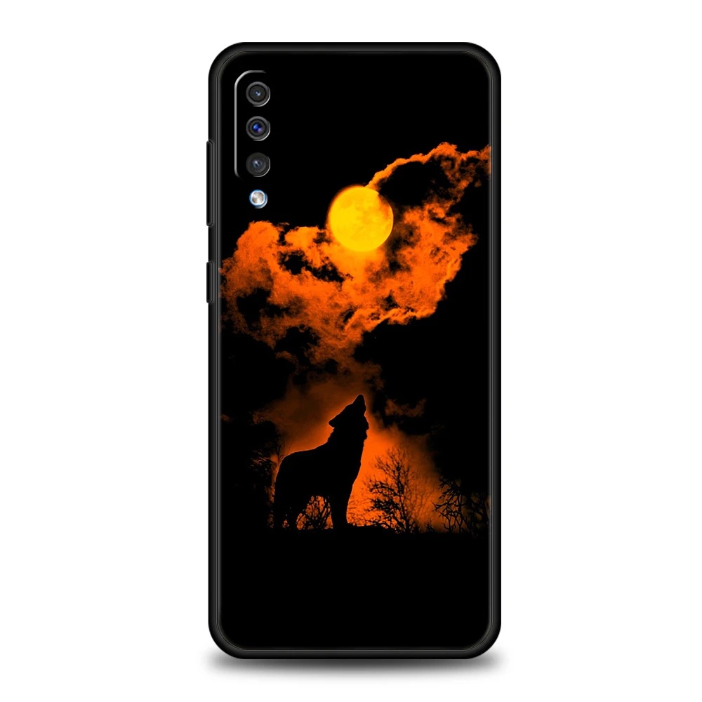 Moon Roaring Wolf Black Silicone Phone Case