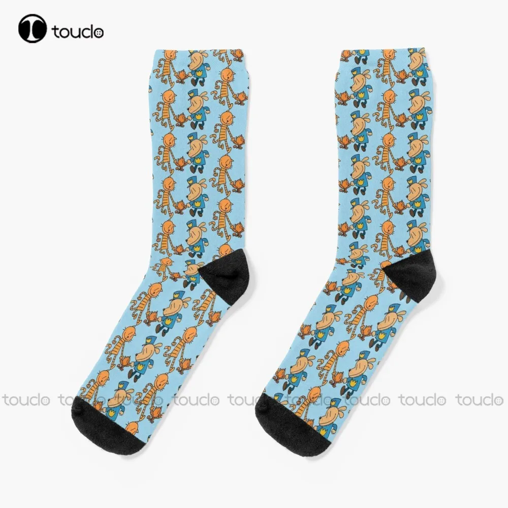 

Dog Man Lil Petey And Big Petey Fan Art Socks Black Football Socks Personalized Custom Unisex Adult Teen Youth Socks New Popular