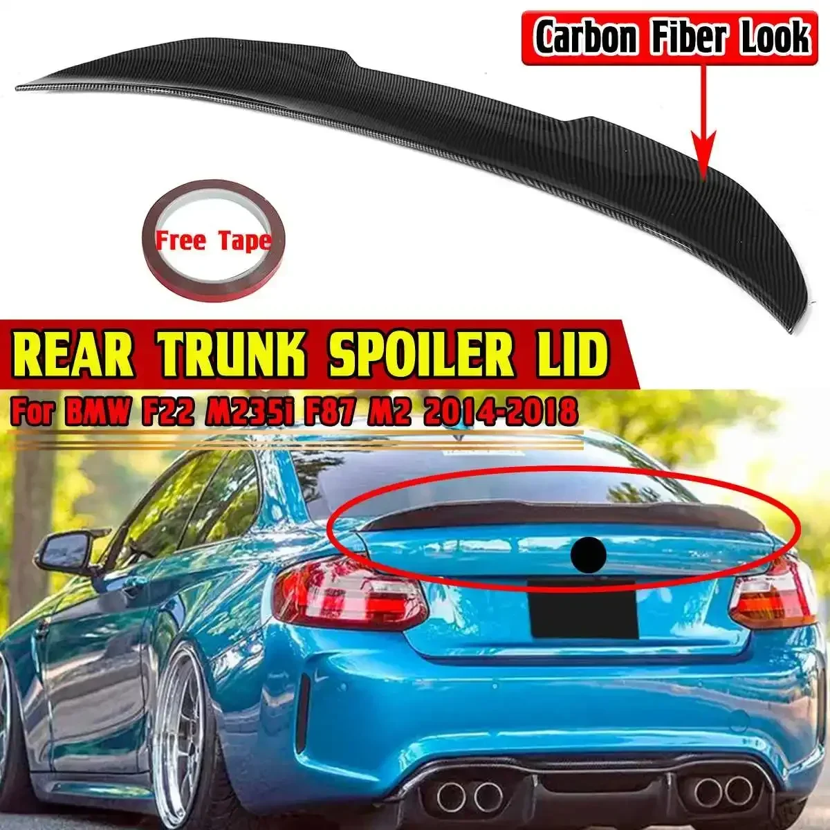 Nuovo M23 Psm Style Car Rear Trunk Lip Boot Wing Lip Per Bmw F22 M235I F87 M2 2014-2018 Car Rear Spoiler Wing Trunk Lip Body Kit