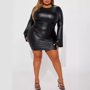 Robe cuir PU femme grande taille 1