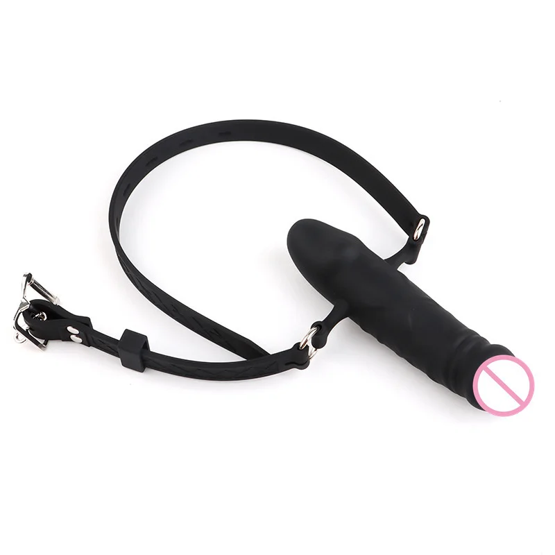 Imbracatura per bondage BDSM con cinturino in silicone regolabile a doppia estremità con bavaglio per bocca e bocca_voghion.com