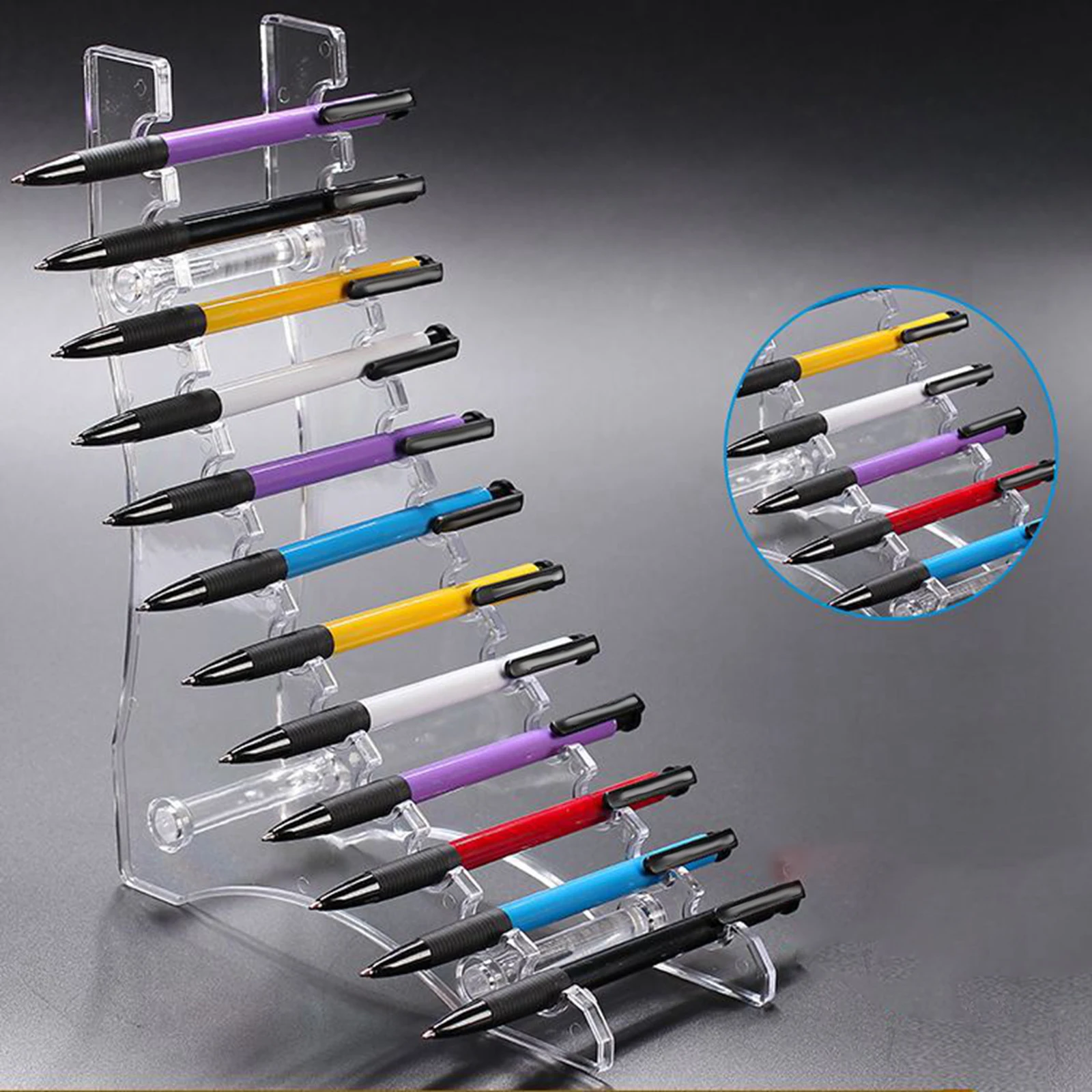 Acrylic Ballpoint Pen Holder Makeup Brush Rack Nail Brush Holder Organizer Vertical Eyebrow Pen Stand Display Stand for Desk