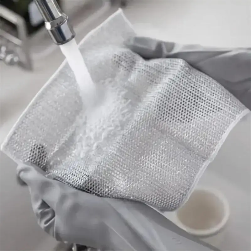 Silver Wire Rag Cleaning Cloth Grid Non-stick Oil Rag Kitchen Stove Dishwashing Pot Cleaning Cloth cleaning cloth,dish cleaning cloth,microfiber dish cloth,dish cloth,towel cleaning cloth