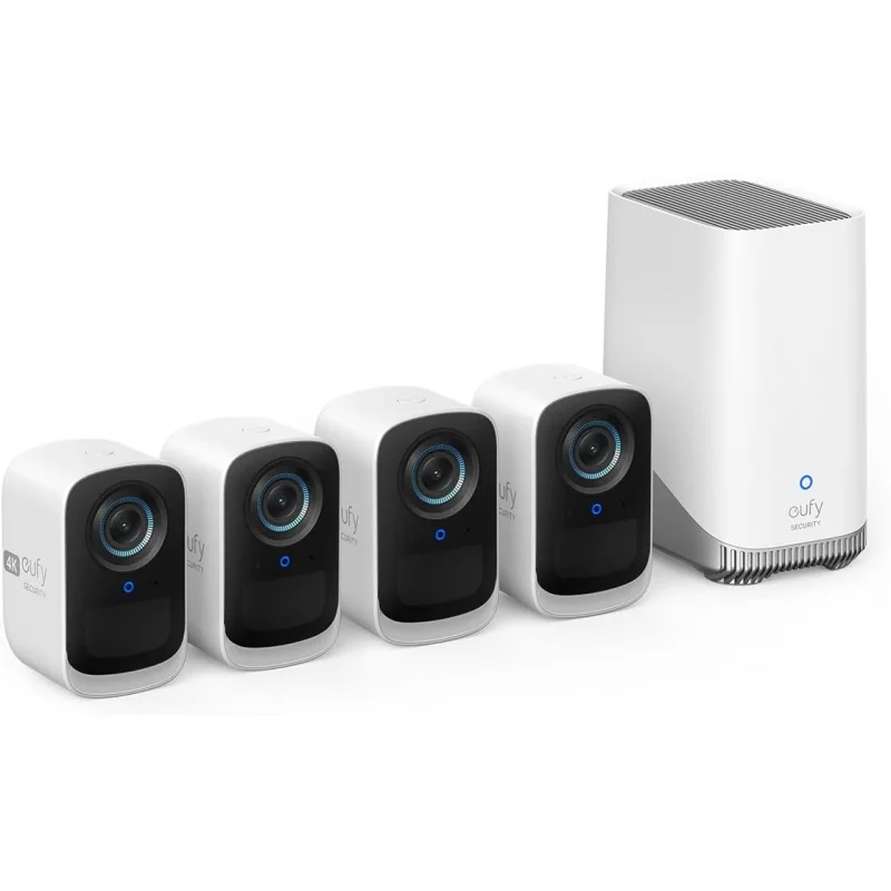 

Eufy security eufycam S300 3C) комплект с 4 камерами, наружная беспроводная камера, 4K, расширяемое локальное хранилище, распознавание лица