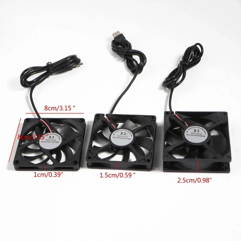PC 컴퓨터 케이스용 브러시리스 DC 냉각 팬, 라즈베리 파이 라디에이터 환기용 쿨러, 80mm USB 선풍기, 5V, 1 팩