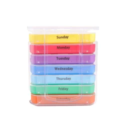 Colorful Weekly Pill Organizer with Stylish Design for Home, Travel, and Hospital Use (Colorful)
