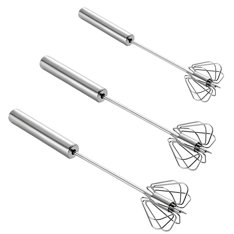 Semi-automatic Egg Beater 304 Stainless Steel Egg Whisk Manual Hand Mixer Self Turning Stirrer Kitchen Accessories Tools egg beater