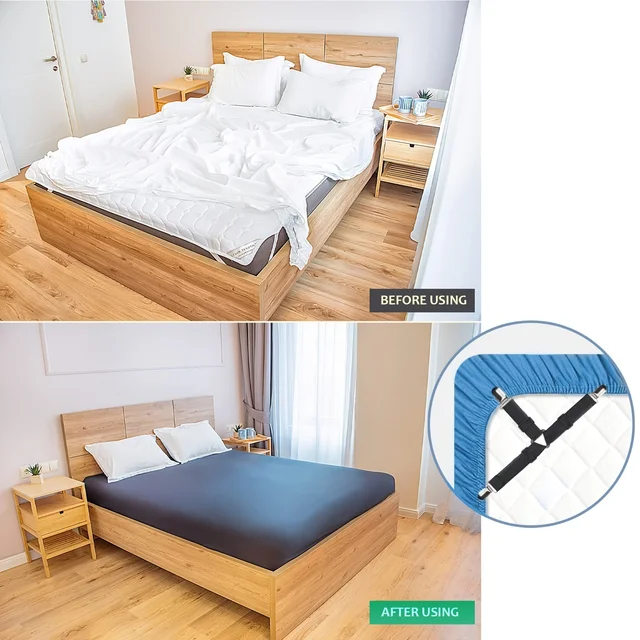 Attaches de drap réglables 4 pièces, Clip de sangle de fixation triangulaire élastique pour draps, housses de matelas, coussins de canapé 5