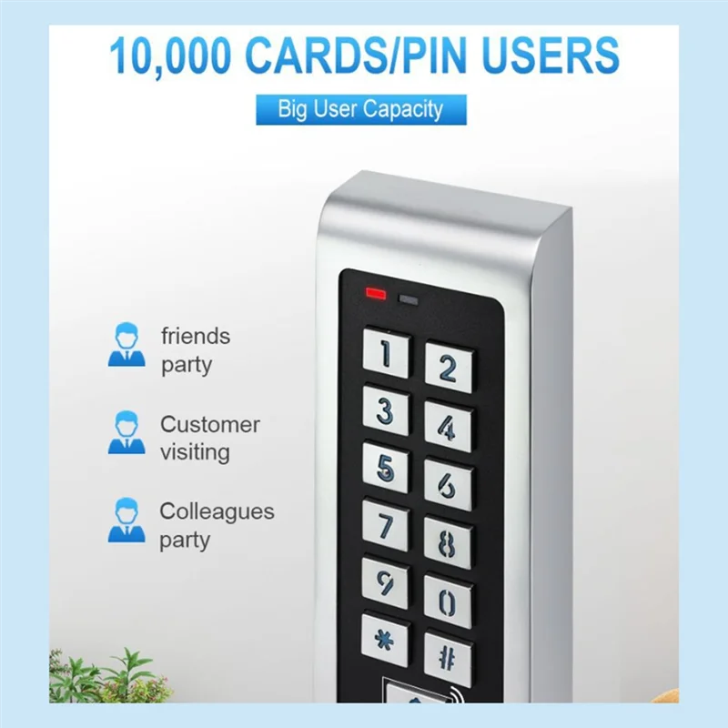 B92B-Wifi Tuya 액세스 제어 키패드 Tuya App 원격 잠금 해제 IP66 방수 RFID EM 카드 10000 사용자 인터록 저전력
