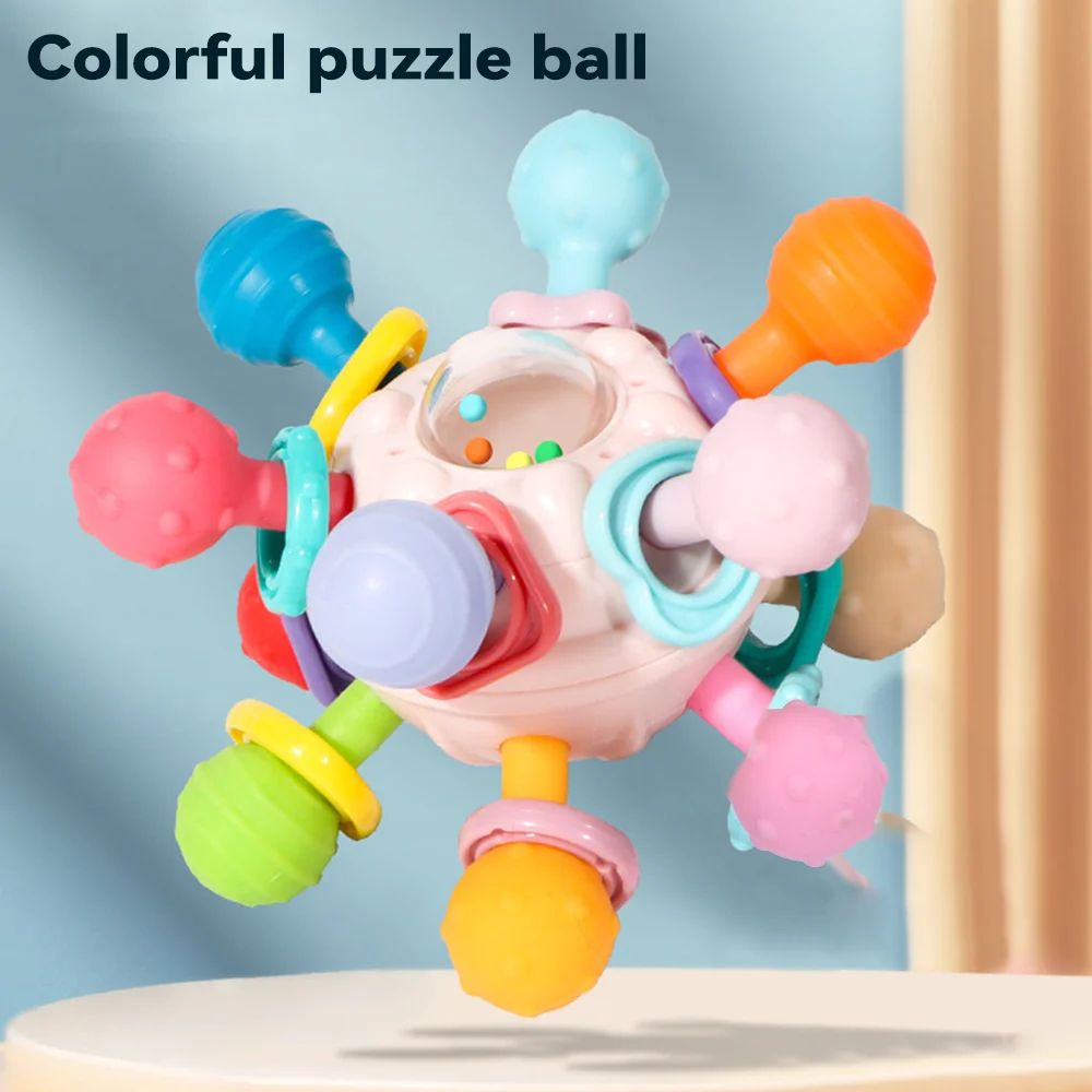 Baby Toys Baby Rattle Toys Ball Rattle Toy Manhattan Round Ball Chewable Toddler Teeth Soothing Baby Sensory Toy Hand Grab Ball Rattle Infantil For Newborn Gift
