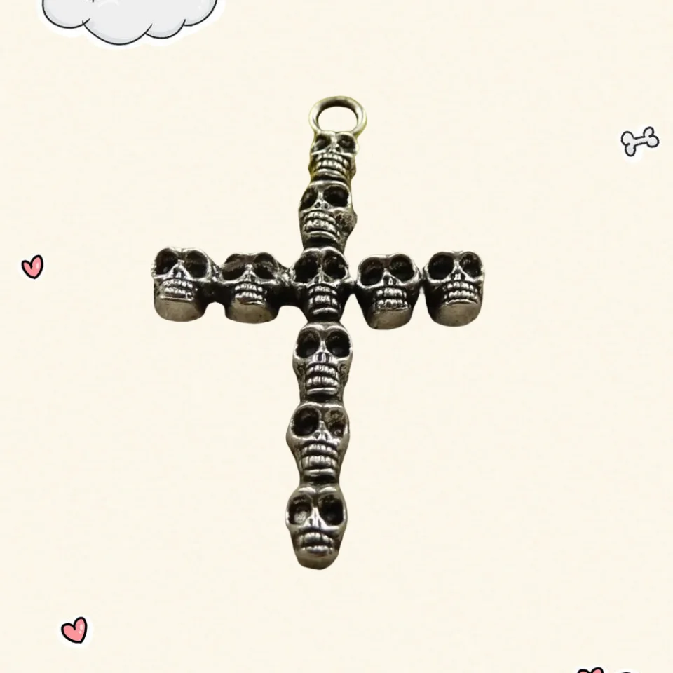 90 Stück tibetische Silber-Schädel-Kreuz-Anhänger, 41 x 26 mm, C4201, DIY-Schmuckherstellung, Kunsthandwerk