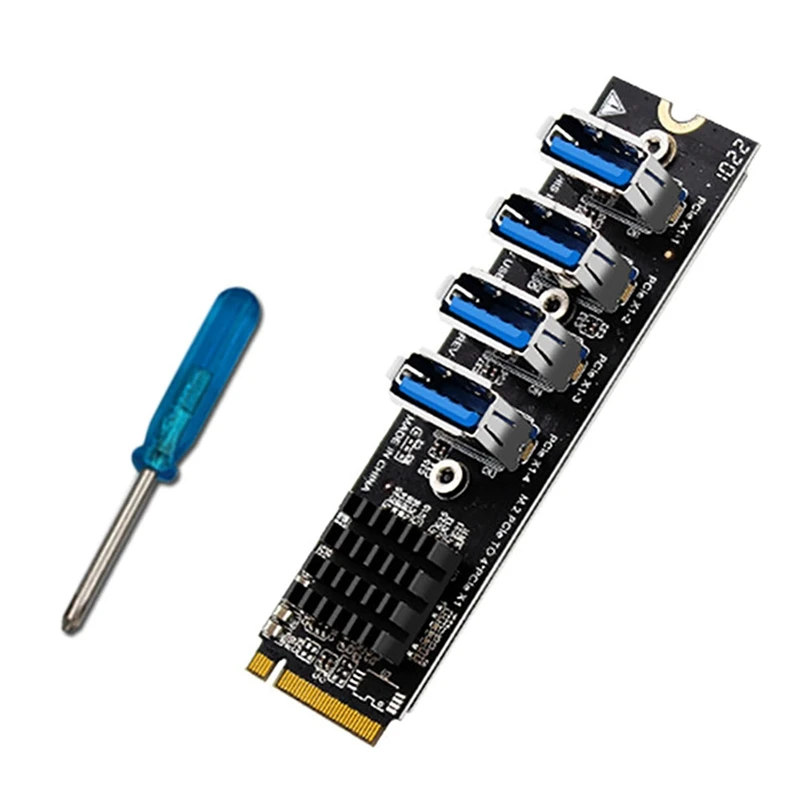 

Адаптер M.2 USB, M.2 М-ключ к 4 портам PCI-E X1 USB3.0, Удлинительный кабель для графики ASM1184, карточка для майнинга для настольного ПК, SSD, HDD