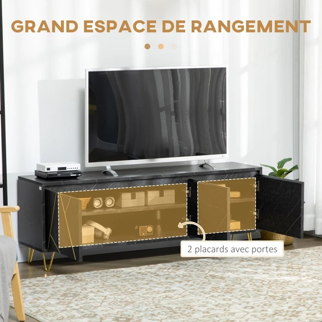 Meuble TV avec support TV rétro, meuble de salon, bureau TV moderne, pour  téléviseurs jusqu'à 65 pouces, avec cheminée incluse, avec rangement -  AliExpress