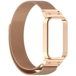 Stainless Steel Magnetic Loop Milanese Smart Band Strap Bracelet - Xiaomi Band 8 Active (Rose Gold)